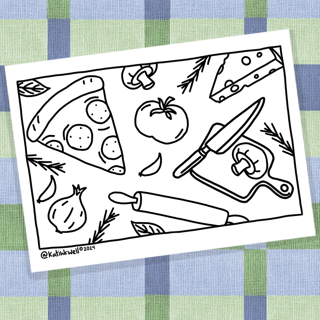 Pizza Food Coloring Page - Digital Download – Katinkwell