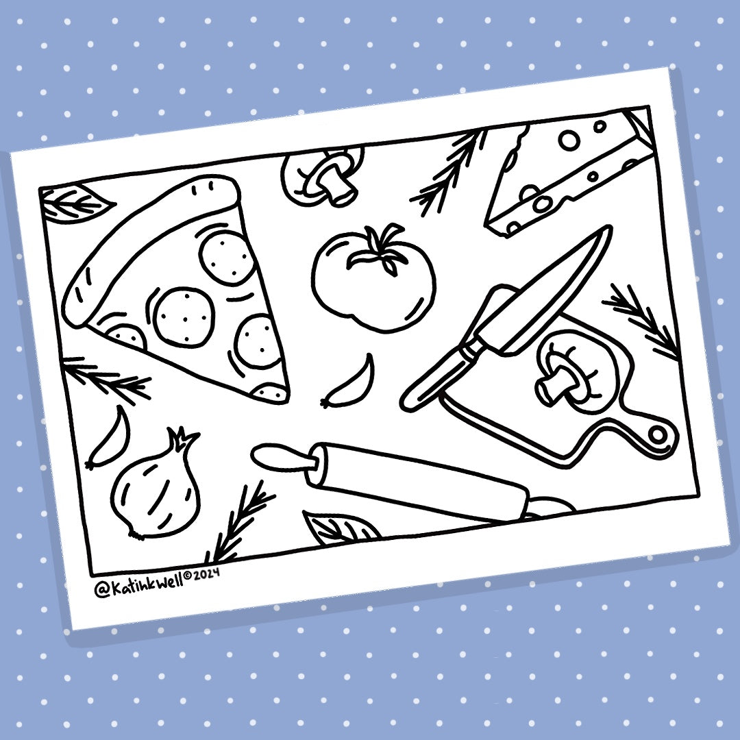Italian Food Coloring Pages Bundle - Digital Downloads